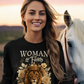 WOMAN OF FAITH Heavy Weight Christian Long Sleeve T-Shirt (S-2XL):  Women's Gildan 2400 - FREE SHIPPING