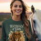 WOMAN OF FAITH Heavy Weight Christian Long Sleeve T-Shirt (S-2XL):  Women's Gildan 2400 - FREE SHIPPING