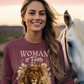 WOMAN OF FAITH Heavy Weight Christian Long Sleeve T-Shirt (S-2XL):  Women's Gildan 2400 - FREE SHIPPING