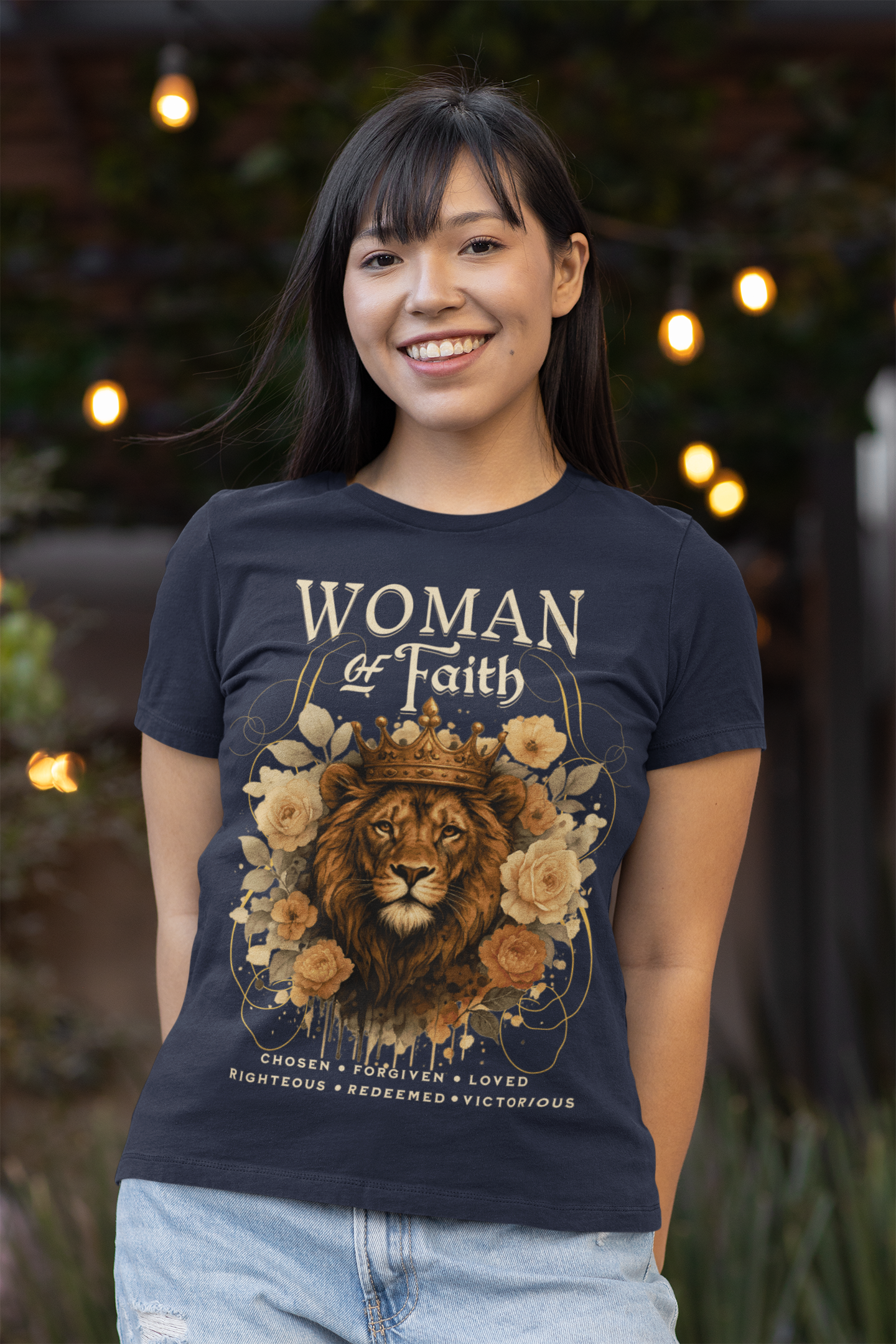 WOMAN OF FAITH Fitted Christian T-Shirt (S-2XL):  Women's Bella+Canvas 6004 - FREE SHIPPING