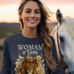 WOMAN OF FAITH Heavy Weight Christian Long Sleeve T-Shirt (S-2XL):  Women's Gildan 2400 - FREE SHIPPING
