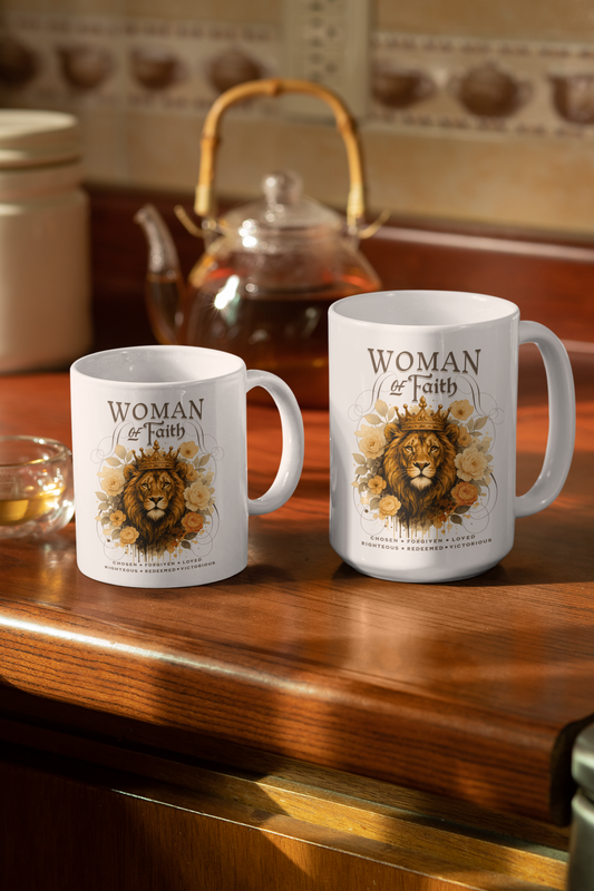 WOMAN OF FAITH Christian Ceramic Coffee Mug (11oz, 15oz)
