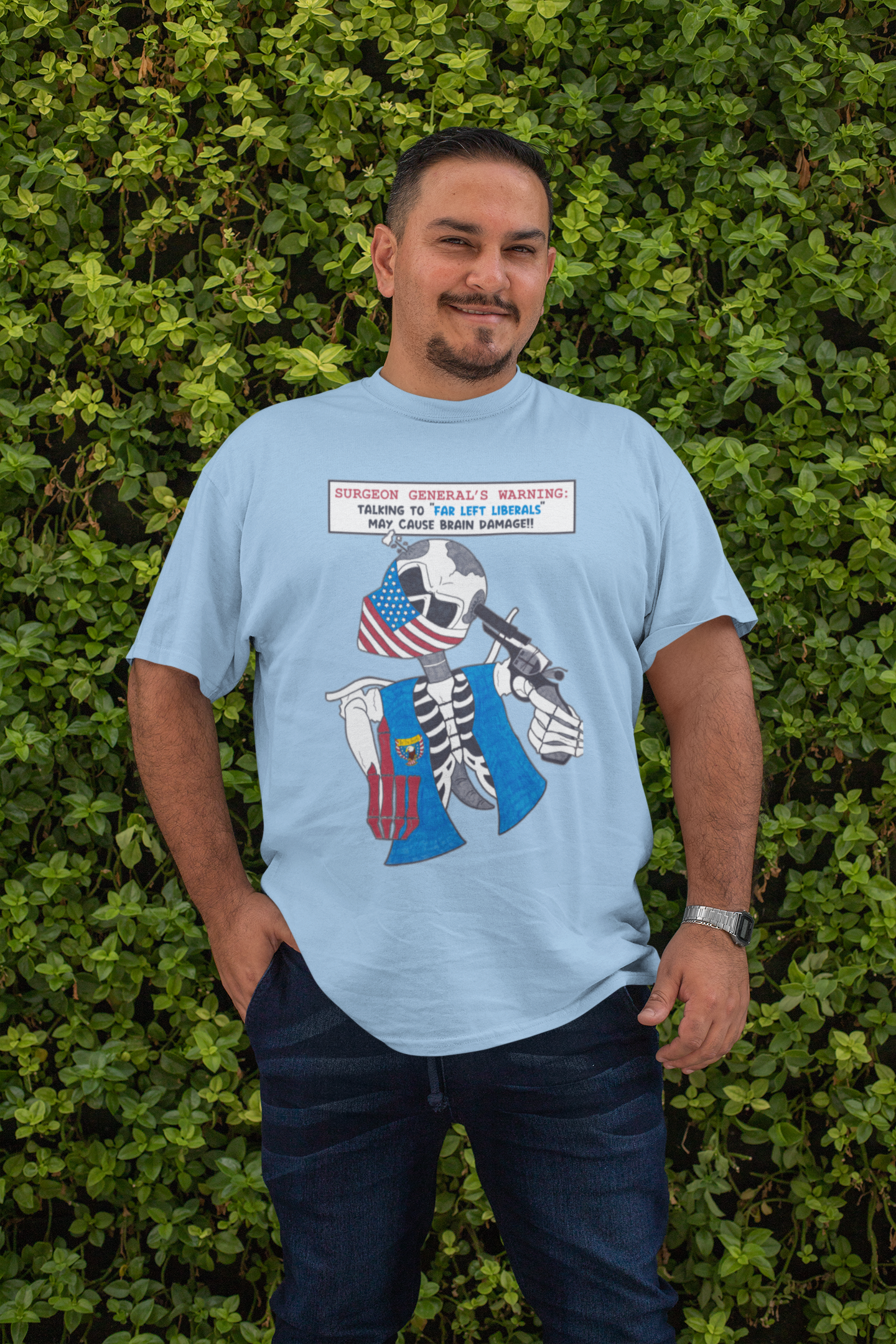 . LIBERAL BRAIN DAMAGE Plus Size Heavy Weight Patriotic Biker T-Shirt (S-5XL):  Men's Hanes Beefy-T® - FREE SHIPPING