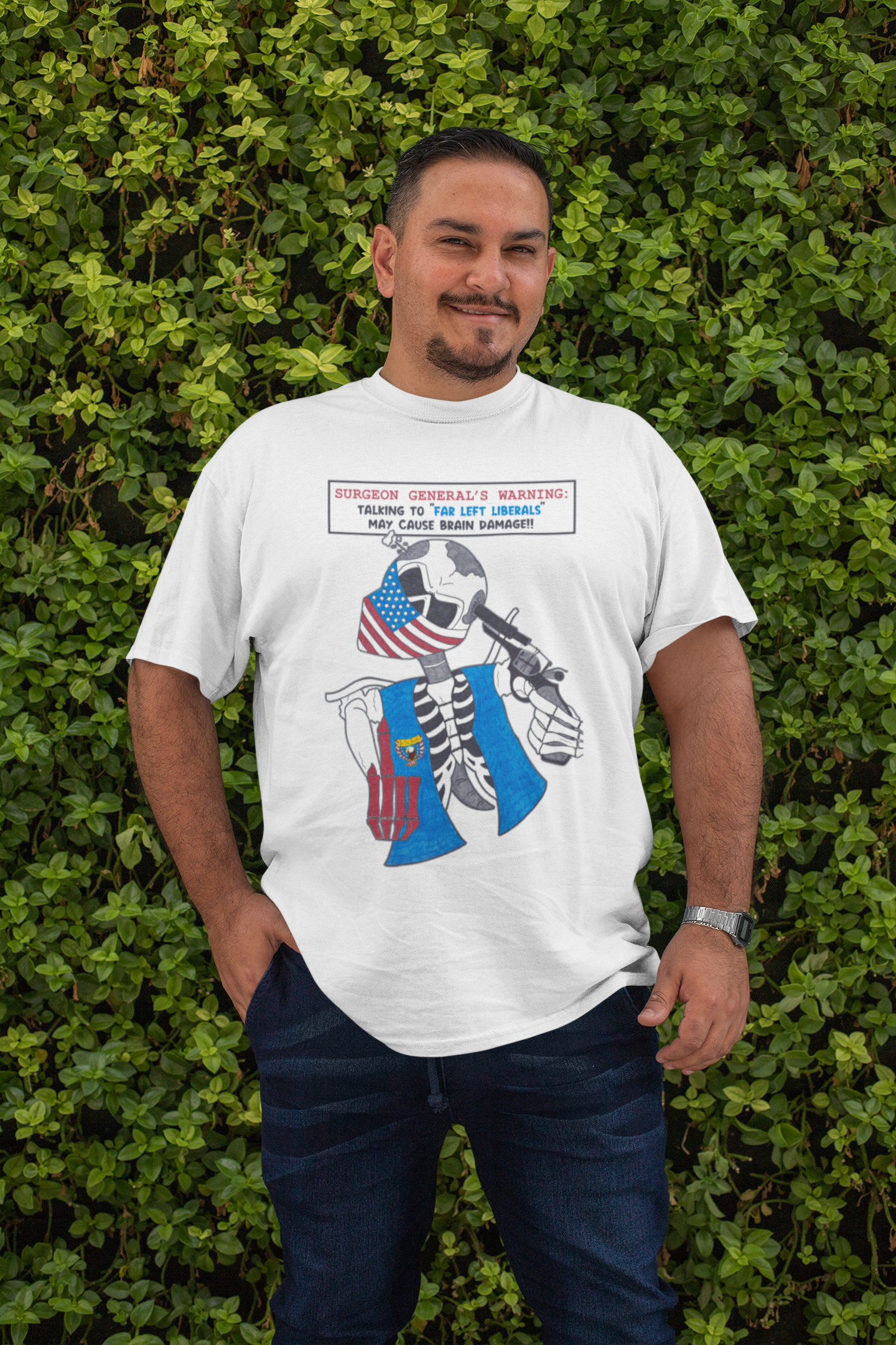 . LIBERAL BRAIN DAMAGE Plus Size Heavy Weight Patriotic Biker T-Shirt (S-5XL):  Men's Hanes Beefy-T® - FREE SHIPPING