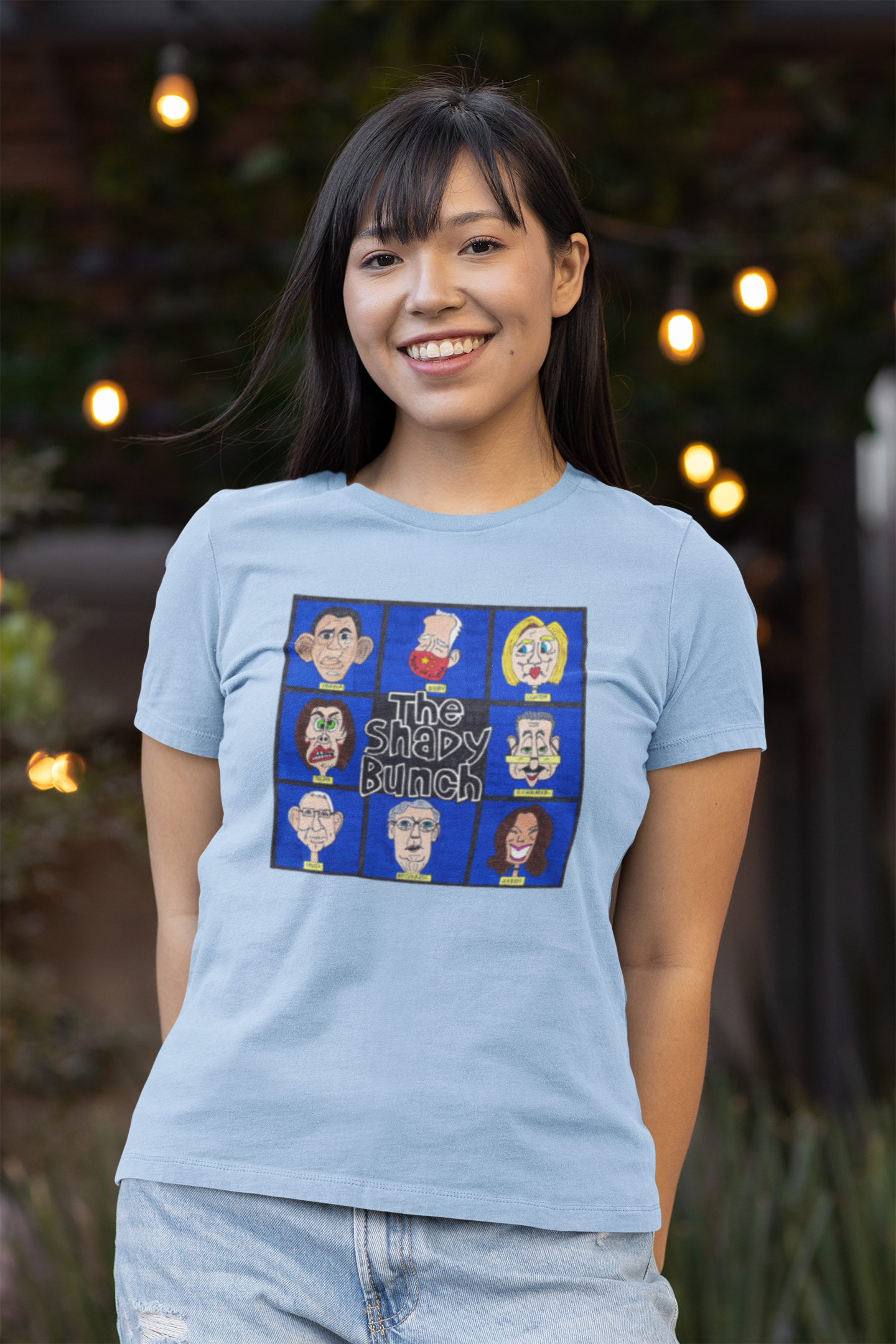 THE SHADY BUNCH Fitted Patriotic T-Shirt (S-2XL):  Women's Bella+Canvas 6004 - FREE SHIPPING