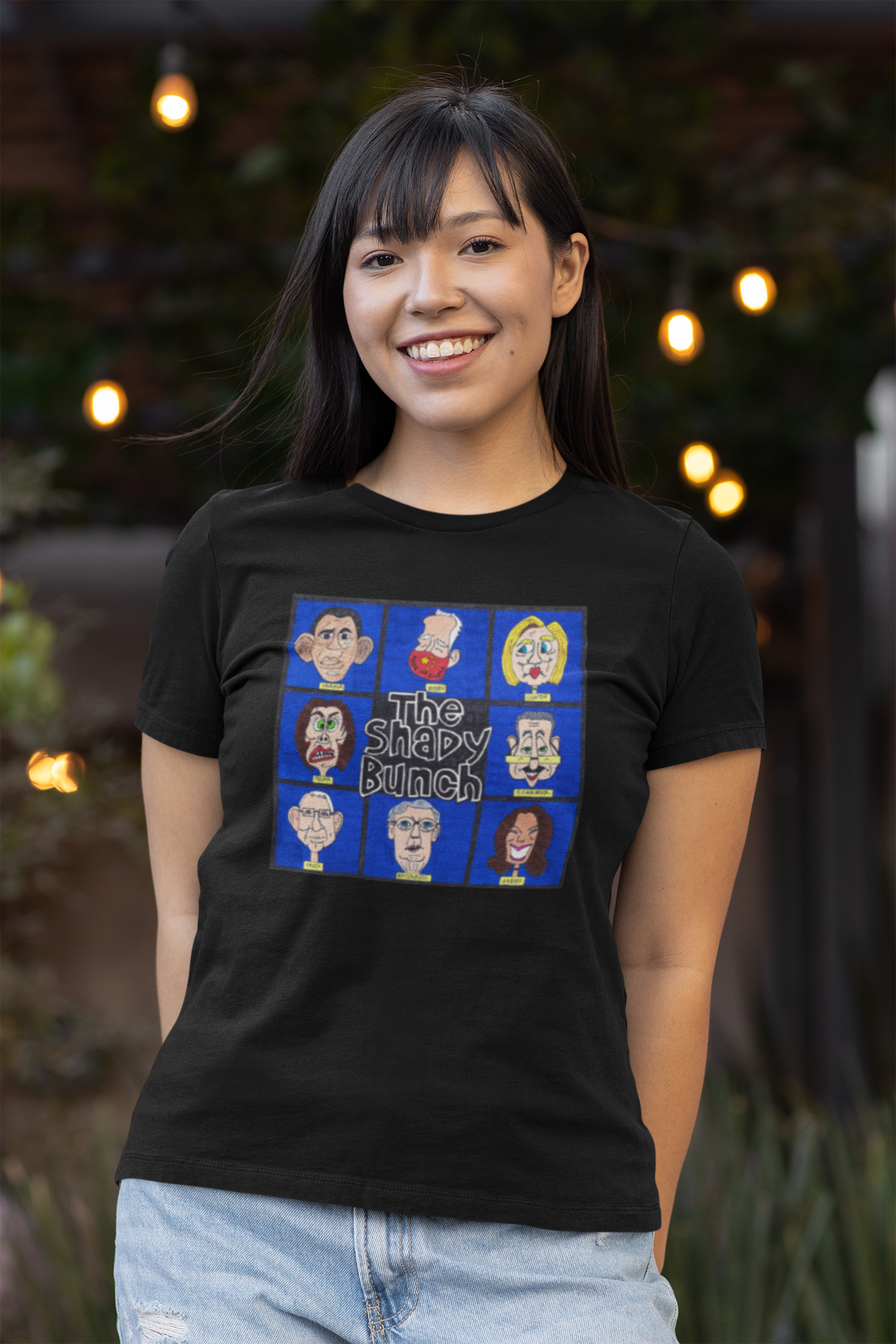 THE SHADY BUNCH Fitted Patriotic T-Shirt (S-2XL):  Women's Bella+Canvas 6004 - FREE SHIPPING