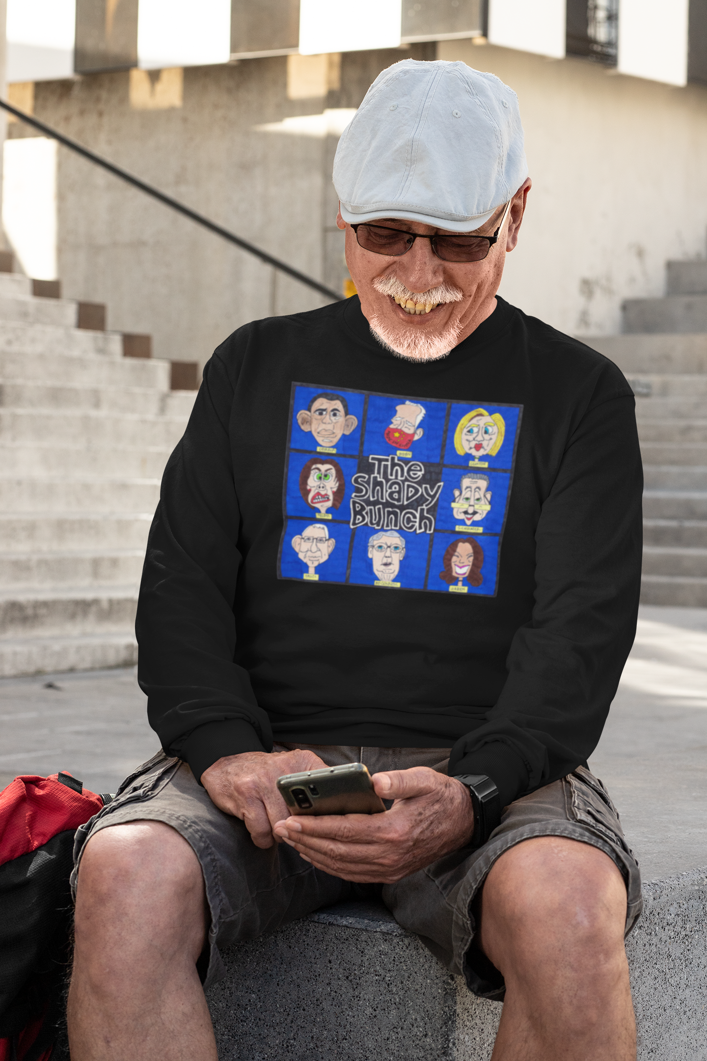 . THE SHADY BUNCH Heavy Weight Patriotic Long Sleeve T-Shirt (S-2XL):  Men's Gildan 2400 - FREE SHIPPING
