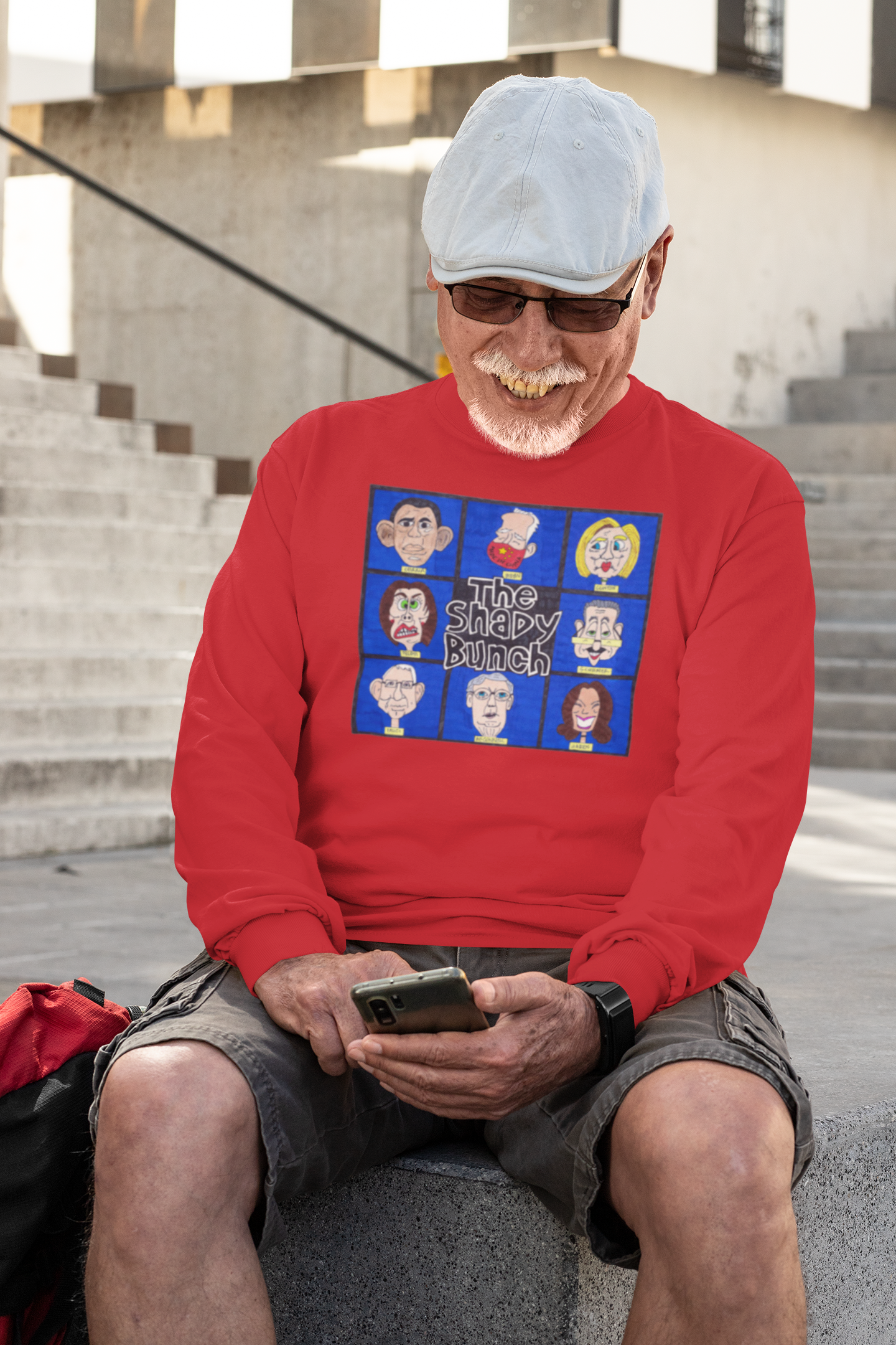 . THE SHADY BUNCH Heavy Weight Patriotic Long Sleeve T-Shirt (S-2XL):  Men's Gildan 2400 - FREE SHIPPING