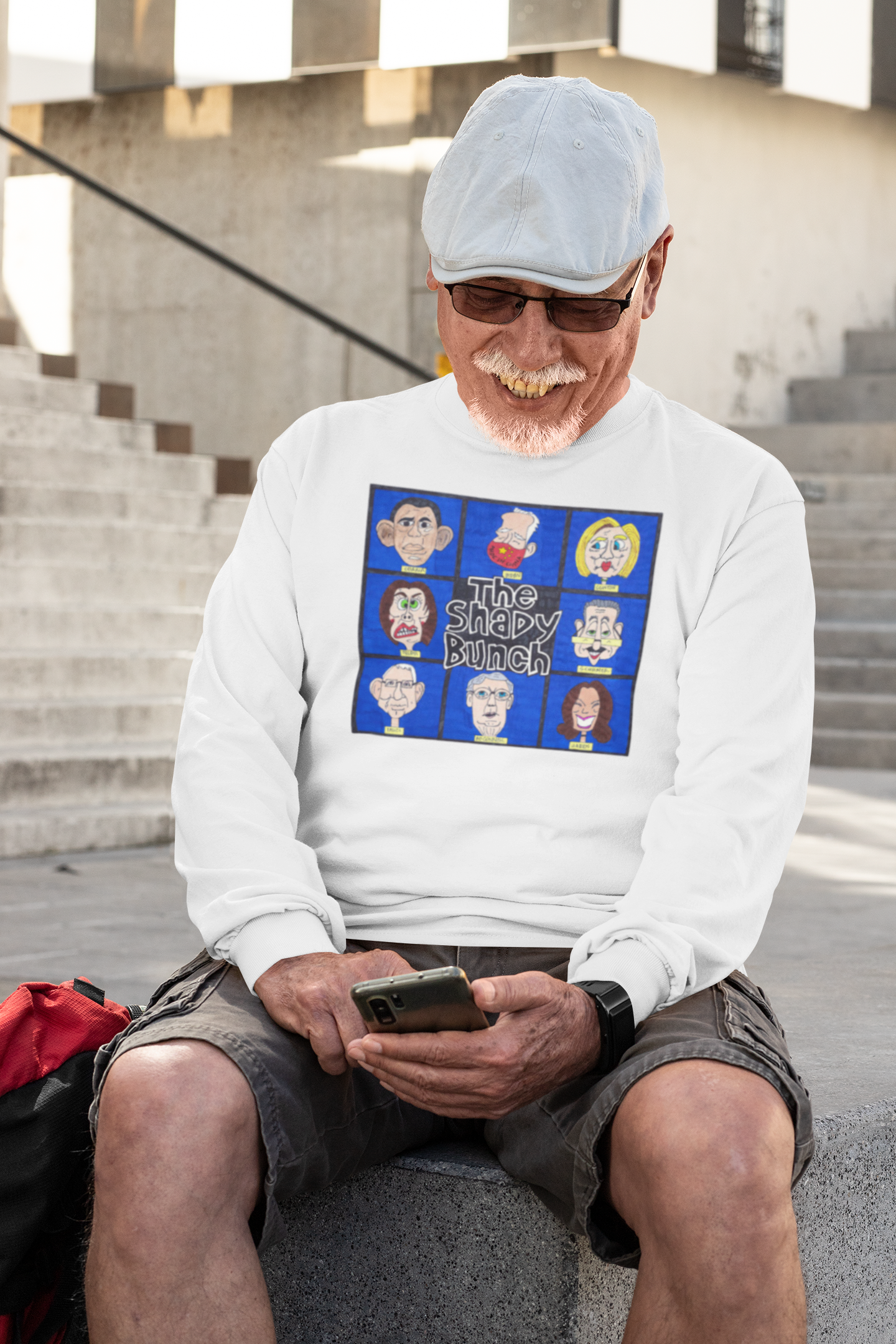 . THE SHADY BUNCH Heavy Weight Patriotic Long Sleeve T-Shirt (S-2XL):  Men's Gildan 2400 - FREE SHIPPING