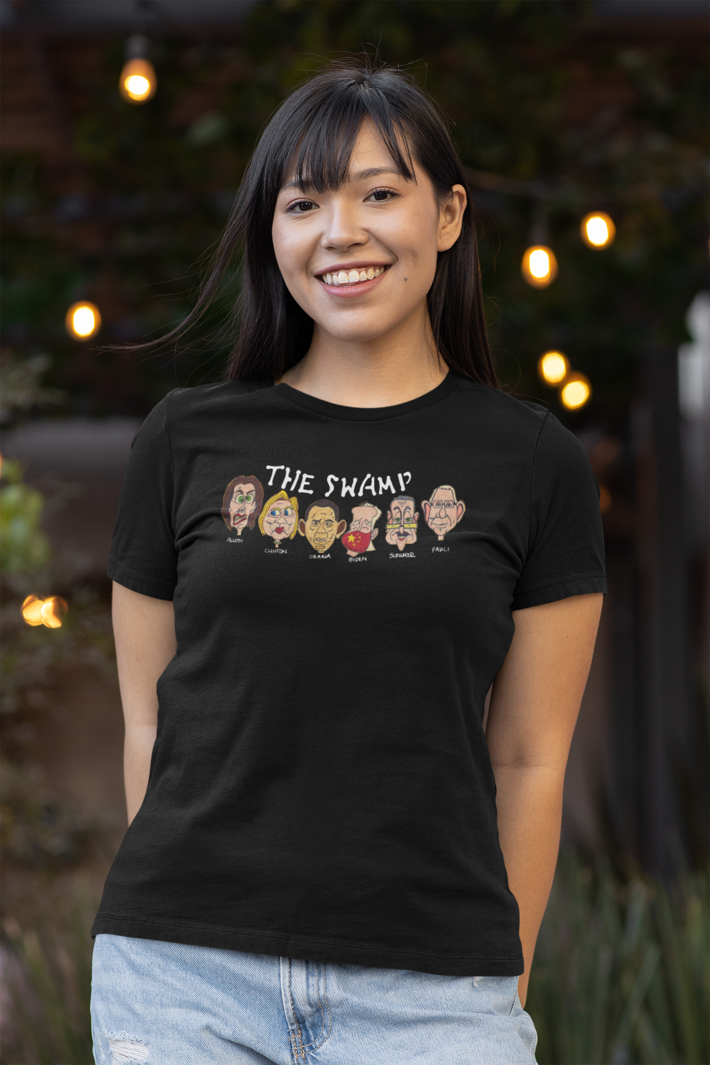THE SWAMP Fitted Patriotic T-Shirt (S-2XL):  Women's Bella+Canvas 6004 - FREE SHIPPING