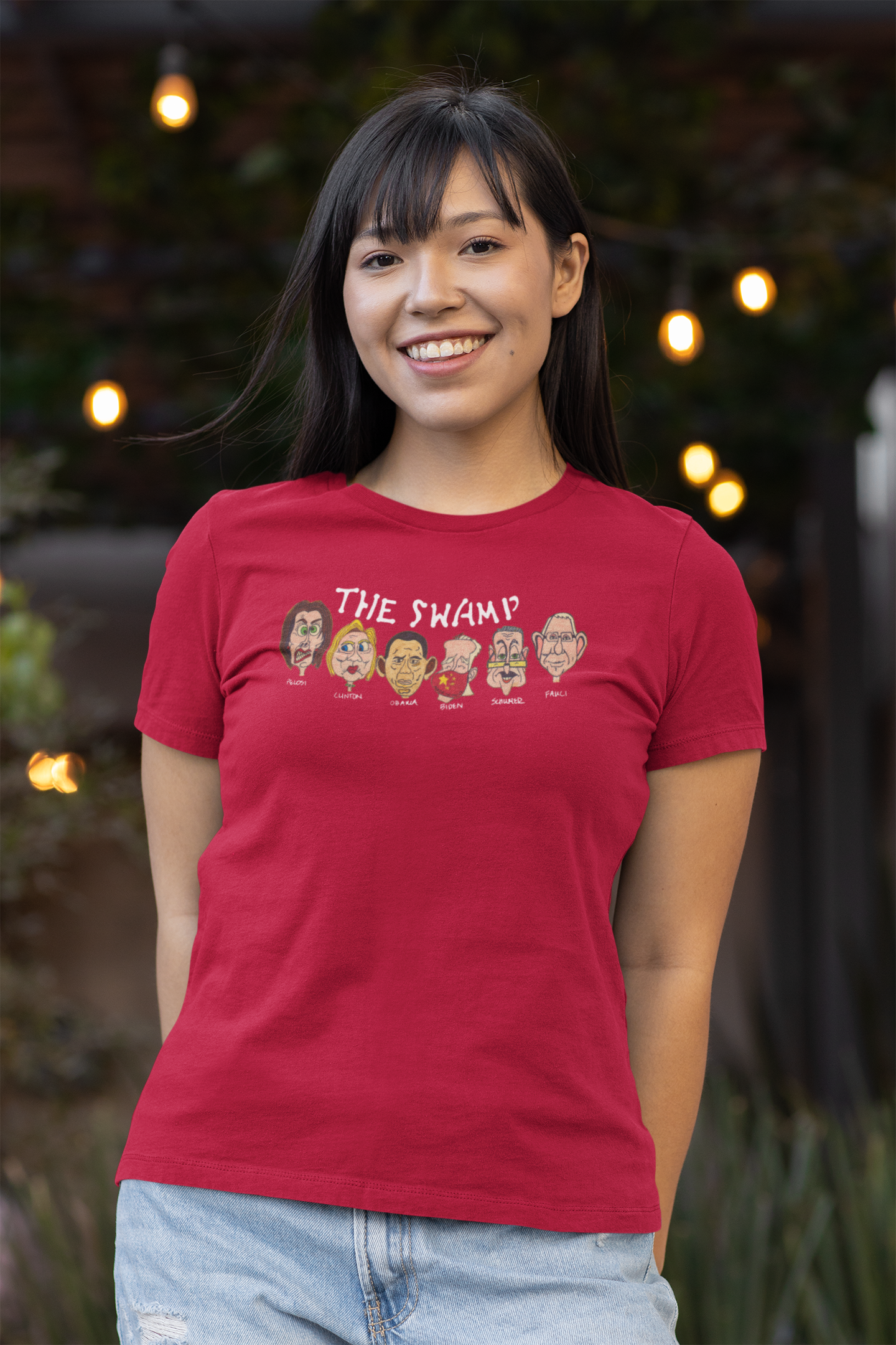 THE SWAMP Fitted Patriotic T-Shirt (S-2XL):  Women's Bella+Canvas 6004 - FREE SHIPPING